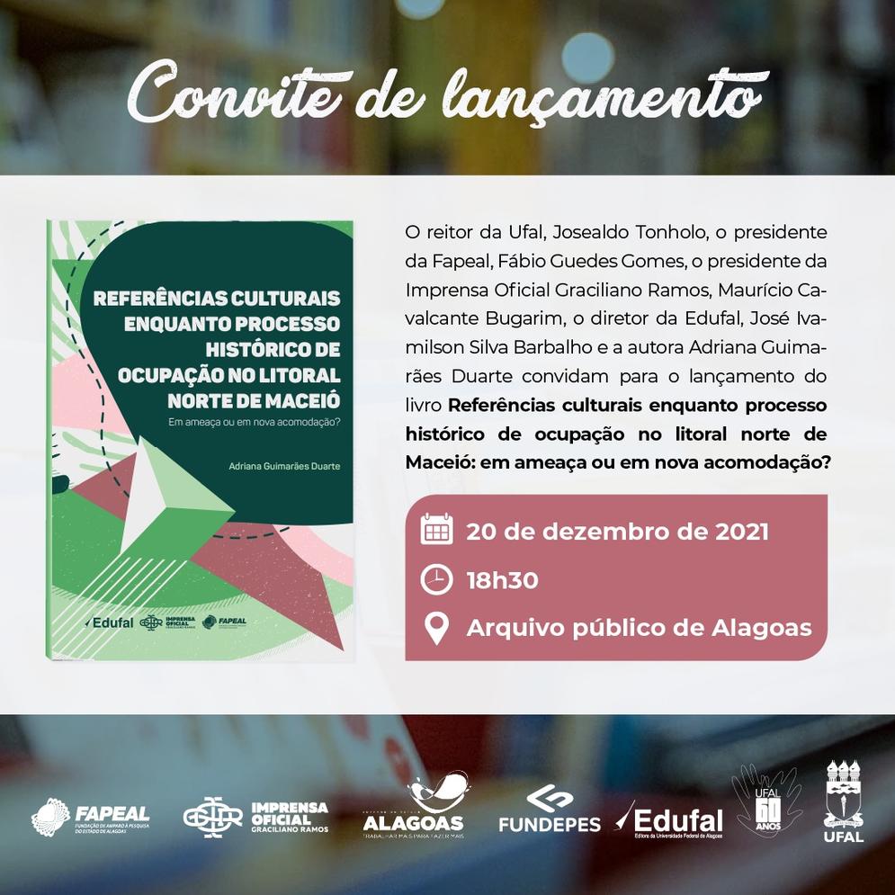Convite do lançamento do livro da professora Adriana Guimarãe Duarte.